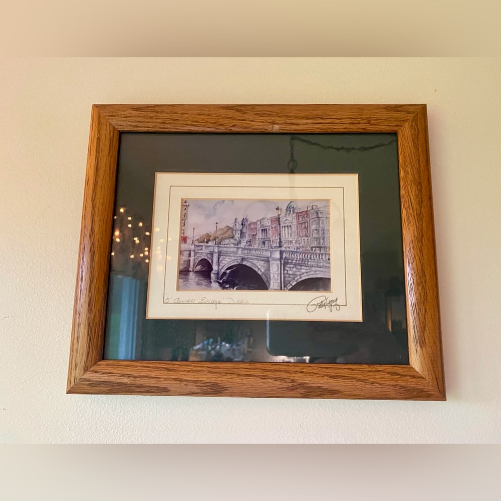 Vintage Philip Gray "O'Connell Bridge Dublin” Signed Framed Print 12x10